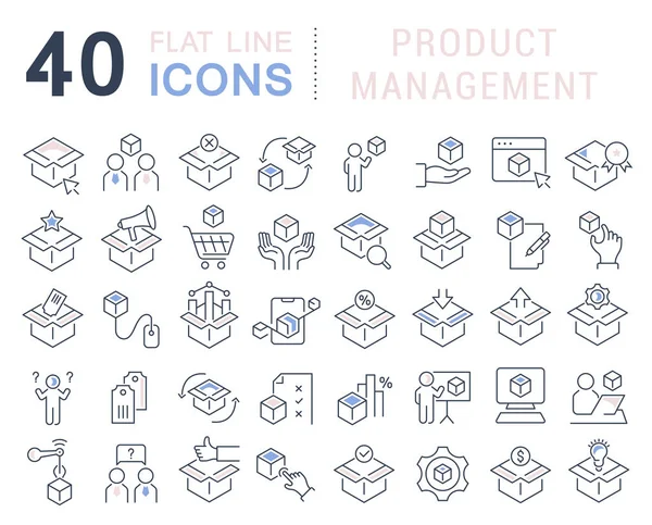 Définir les icônes de la ligne vectorielle de gestion de produit — Image vectorielle