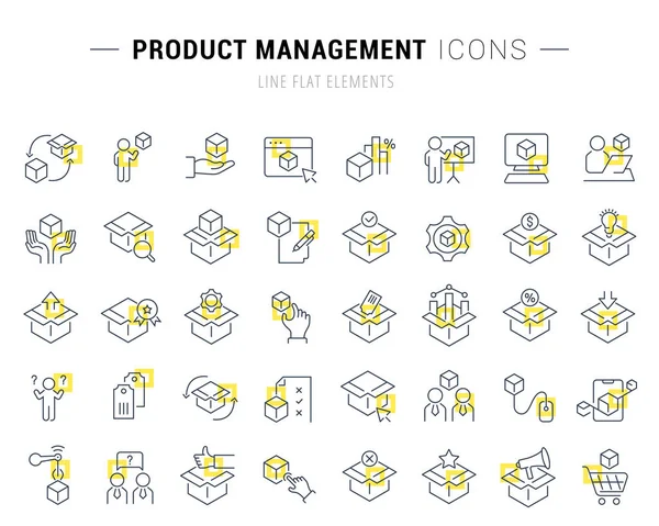 Set Vector Line Icons des Produktmanagements — Stockvektor