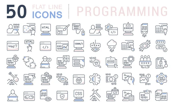 Conjunto de iconos de línea vectorial de programación — Archivo Imágenes Vectoriales