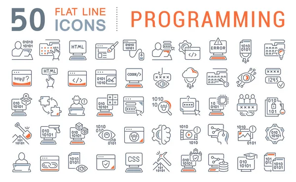 Conjunto de iconos de línea vectorial de programación — Archivo Imágenes Vectoriales