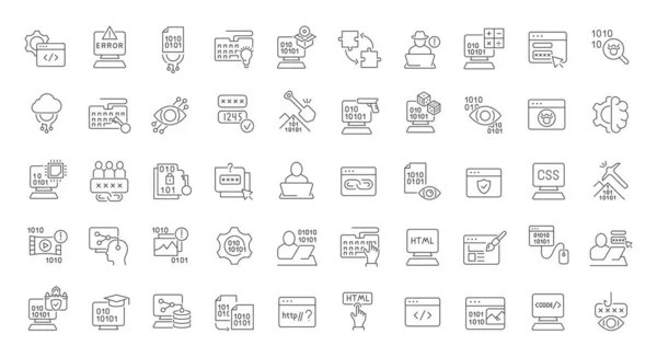 Conjunto de iconos de línea vectorial de programación — Vector de stock