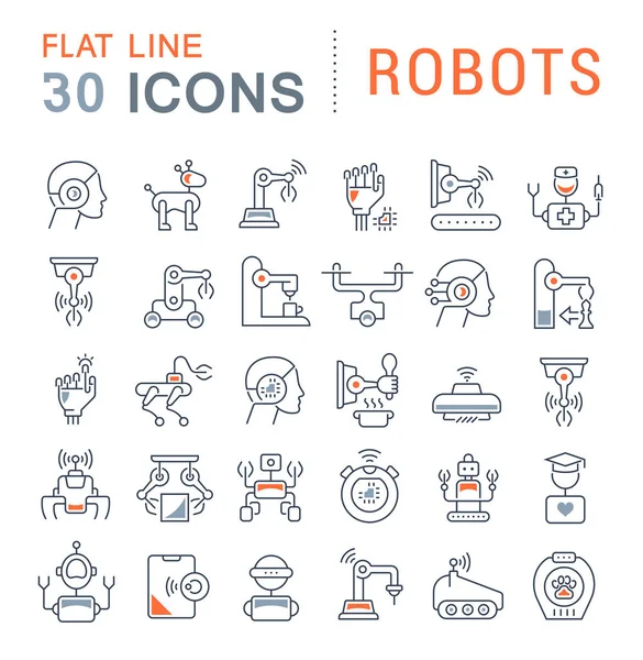 Набор векторных иконок роботов — стоковый вектор