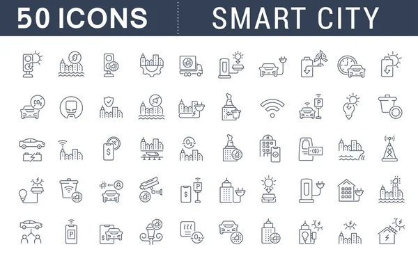 Set Vector Line Icons of Smart City — Stock Vector