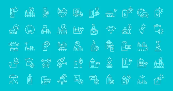 Conjunto de iconos de línea de Smart City — Vector de stock