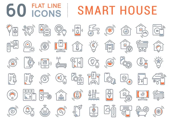 Nastavit ikony vektorové čáry inteligentního domu — Stockový vektor