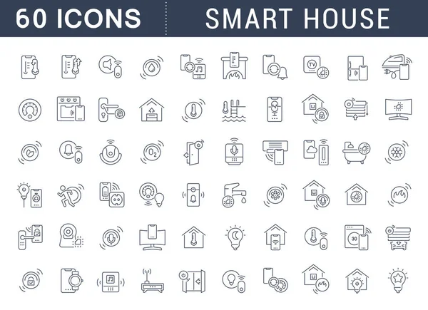 Set de iconos de línea vectorial de Smart House — Vector de stock