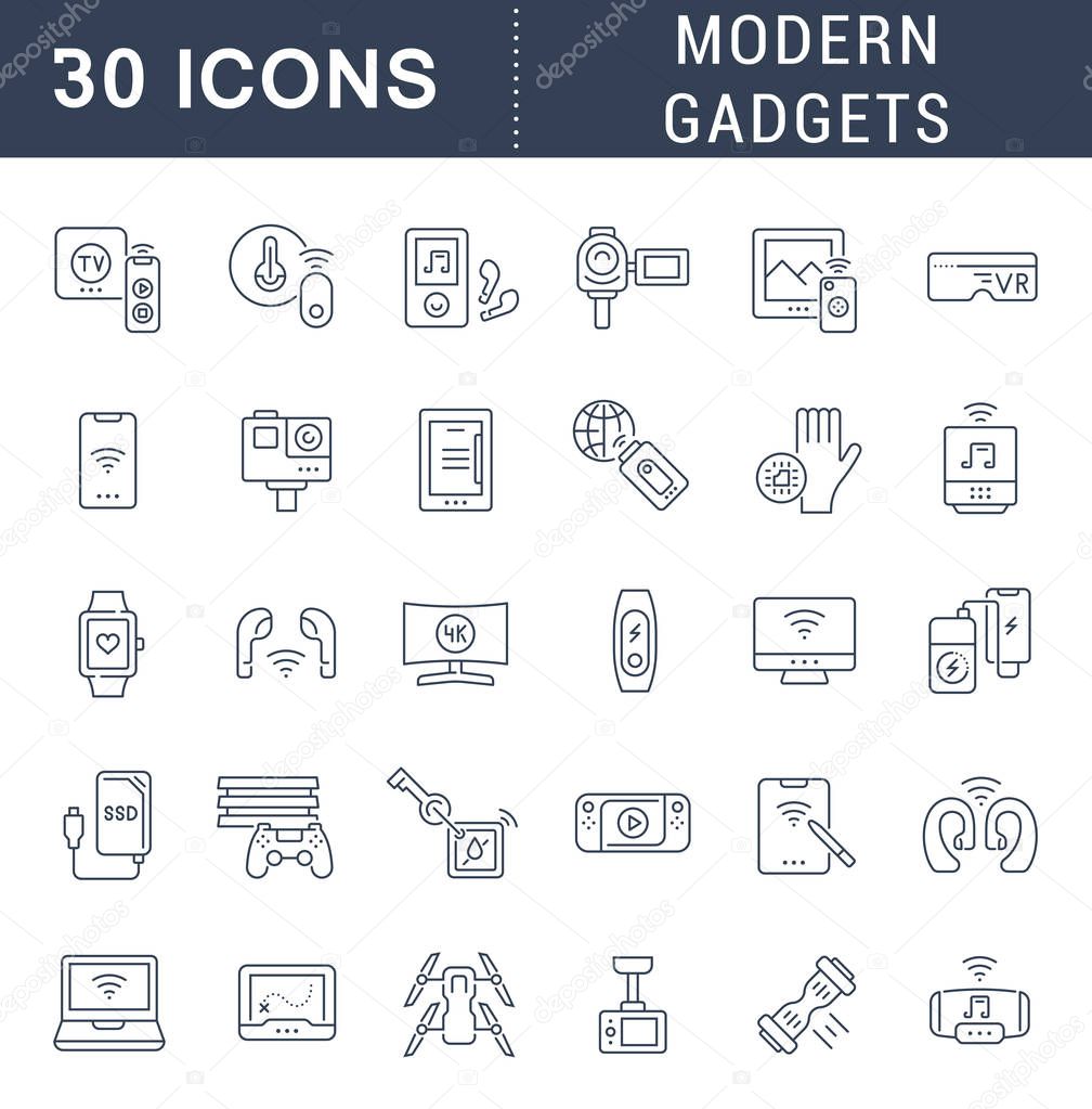 Set Vector Line Icons of Modern Gadgets