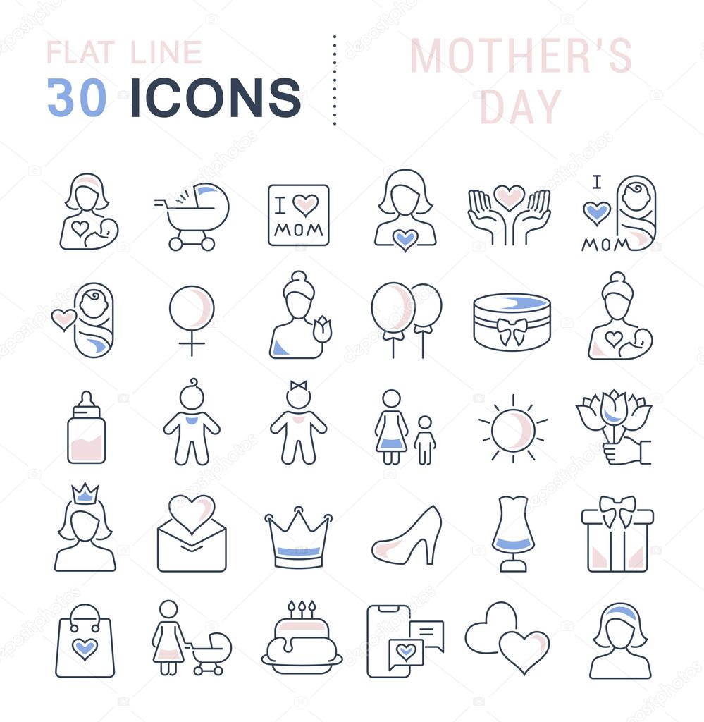 Set Vector Line Icons of Mother's Day