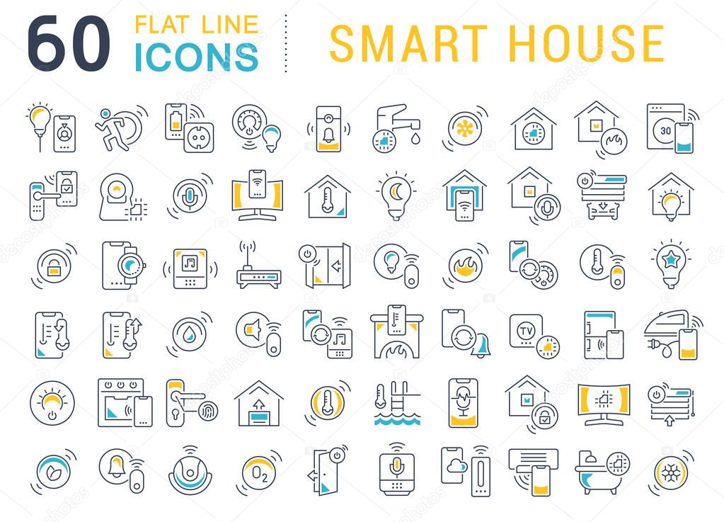Set Vector Line Icons of Smart House