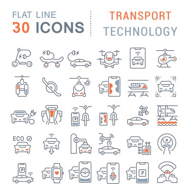 Set Vector Line Icons of Transport Technology clipart