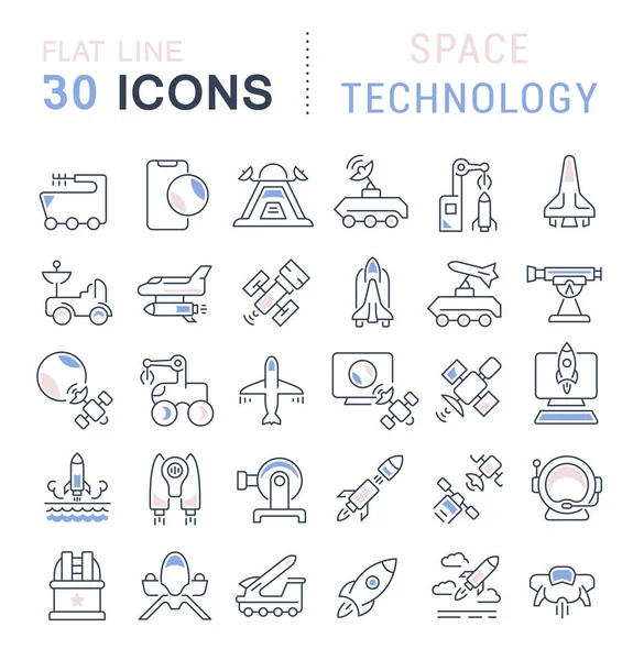 Set de iconos de la línea vectorial de la tecnología espacial — Archivo Imágenes Vectoriales