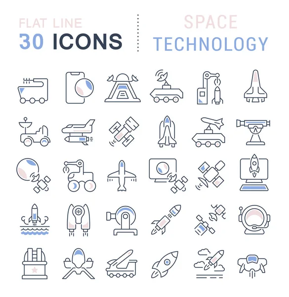 Set de iconos de la línea vectorial de la tecnología espacial — Vector de stock