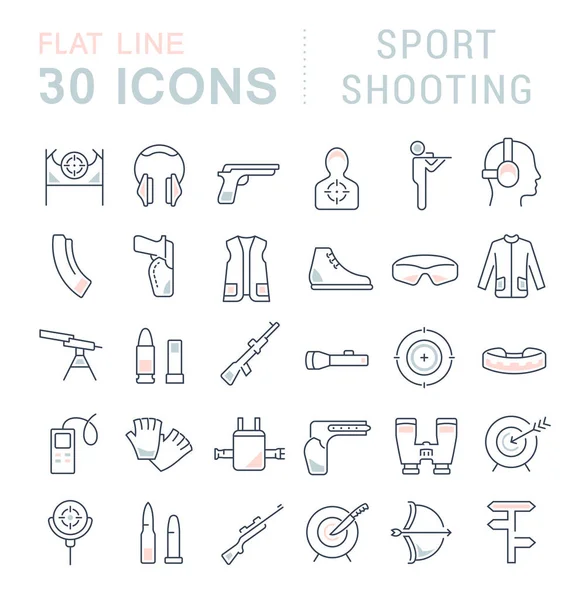 Stel vectorlijn iconen van sport schieten. — Stockvector