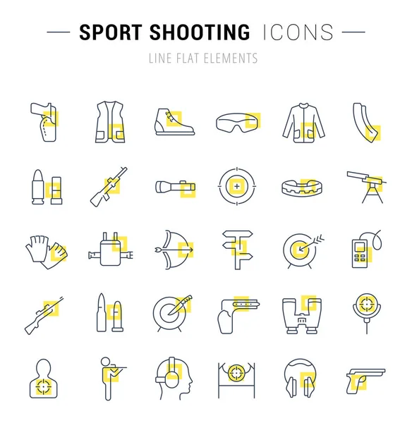 Set Vector Line Icons of Sport Shooting. — Stock Vector