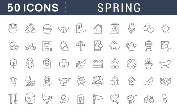 Set de iconos de línea vectorial de primavera — Vector de stock