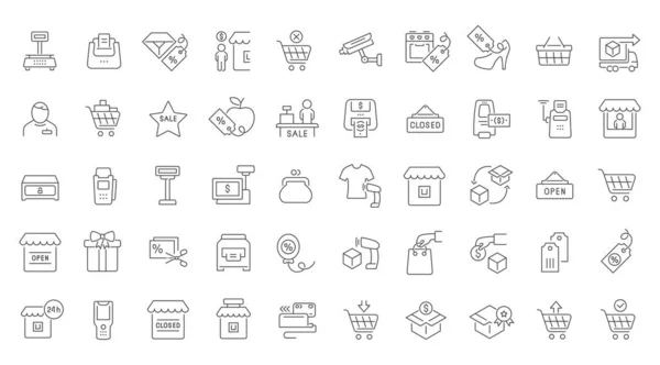Set Icônes de ligne vectorielle du commerce et du shopping — Image vectorielle
