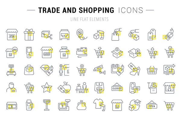 Set Icônes de ligne vectorielle du commerce et du shopping — Image vectorielle