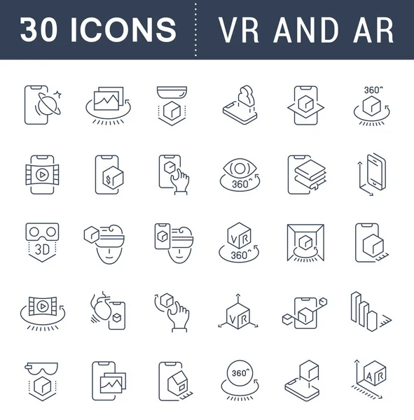 Vector lijn iconen van VR en AR instellen — Stockvector