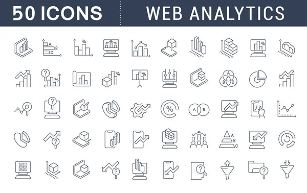 Establecer iconos de línea vectorial de análisis web — Archivo Imágenes Vectoriales