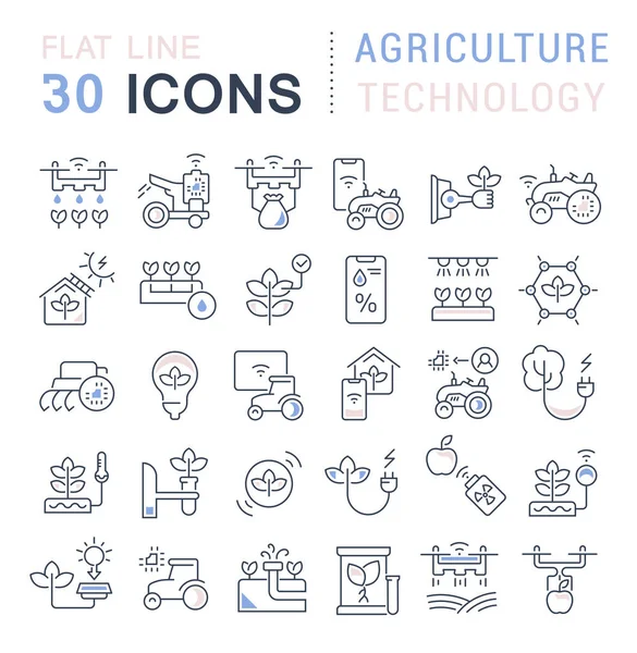 Conjunto de iconos de la línea vectorial de tecnología agrícola — Vector de stock
