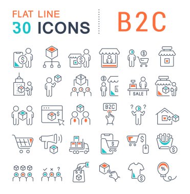 B2c Vektör Çizgisi Simgelerini Ayarla
