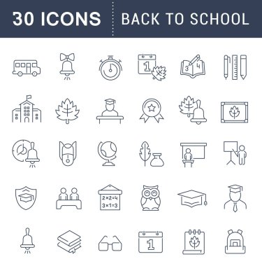 Okula Dönüş Vektör Çizgisi Simgelerini Ayarlama