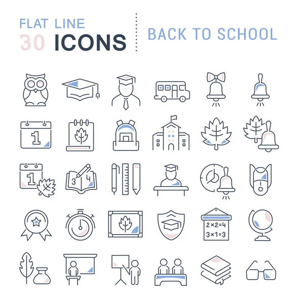 Set Vector Line Icons of Back to School — Stock Vector