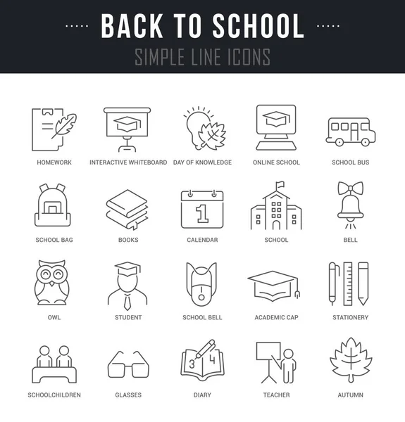 Définir les icônes de la ligne vectorielle de retour à l'école — Image vectorielle