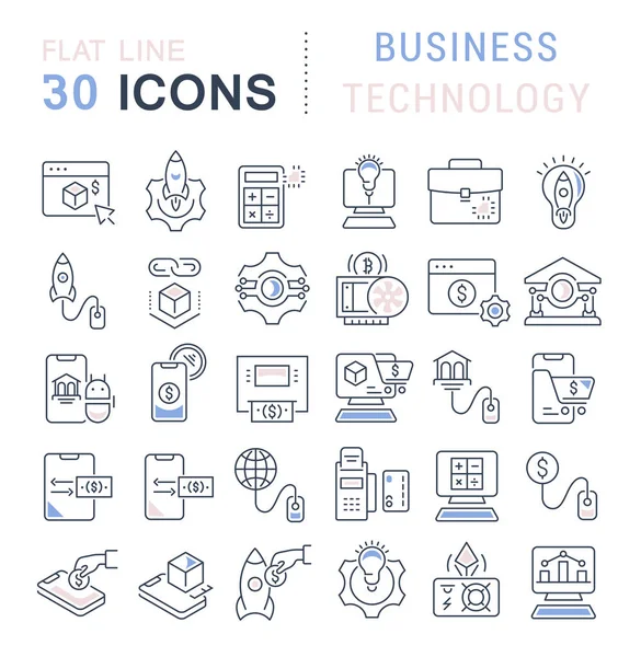 Set de iconos de línea vectorial de tecnología empresarial — Archivo Imágenes Vectoriales