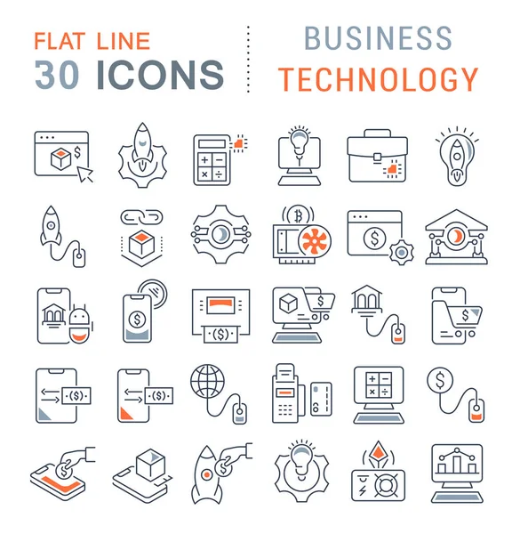 Set de iconos de línea vectorial de tecnología empresarial — Archivo Imágenes Vectoriales