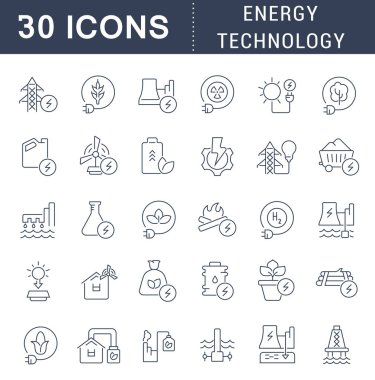 Enerji Teknolojisinin Vektör Hattı Simgelerini Ayarla