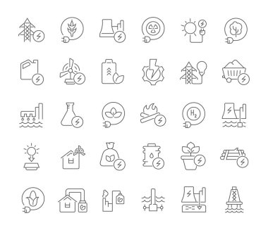 Enerji Teknolojisinin Vektör Hattı Simgelerini Ayarla