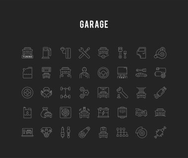 Set Vector Line Icons of Garage and Car Service clipart
