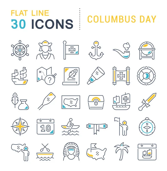 Set de iconos de la línea vectorial del día de Colón — Archivo Imágenes Vectoriales