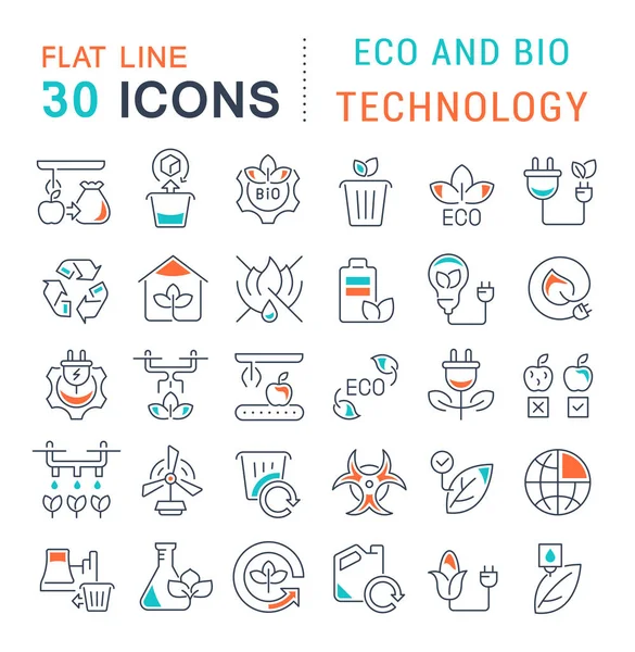 Ange vektor linje ikoner för Eco och bio Technology — Stock vektor