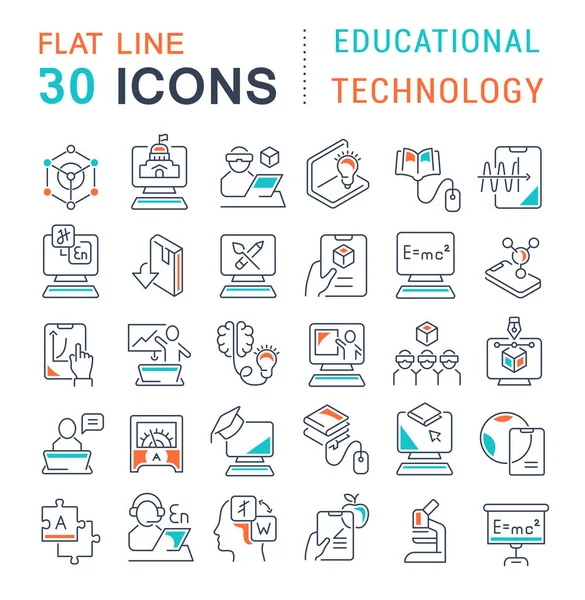 Set de iconos de la línea vectorial de tecnología educativa — Vector de stock