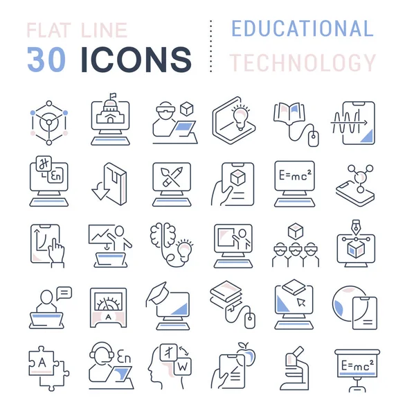 Set Vector Line Icons of Educational Technology — Stock Vector