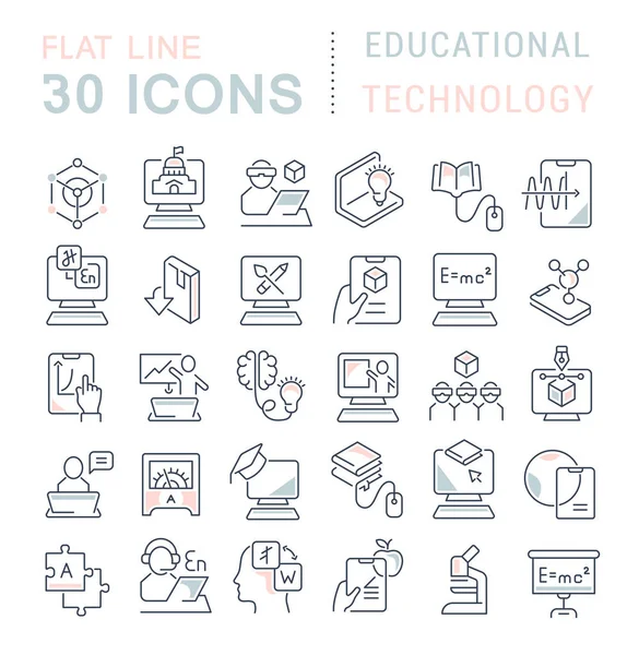 Set Vector Line Icons of Educational Technology — Stock Vector