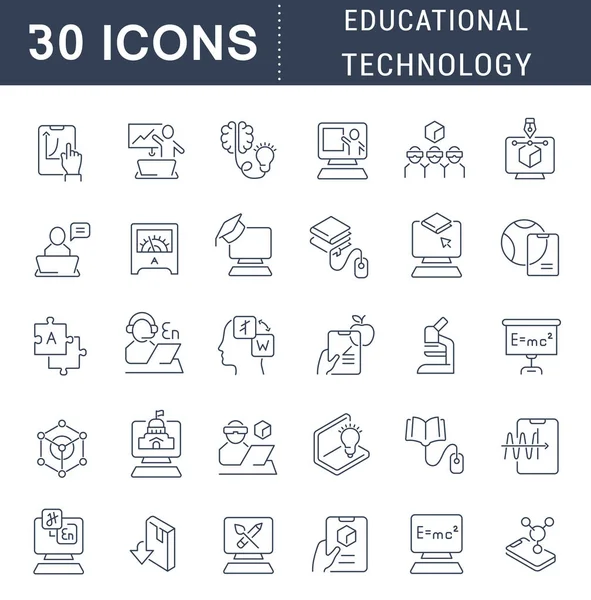 Set de iconos de la línea vectorial de tecnología educativa — Vector de stock