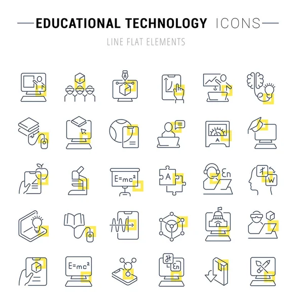 Set Vector Line Icons der Bildungstechnologie — Stockvektor