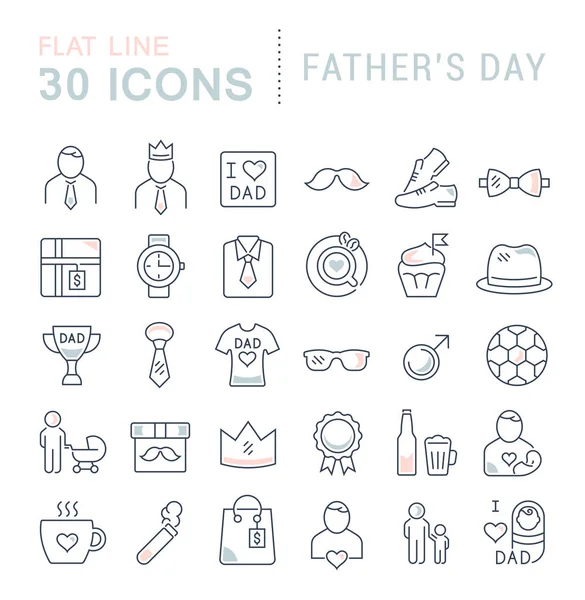 Set Icônes de ligne vectorielle de la fête des pères — Image vectorielle