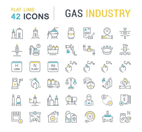 Ange vektor linje ikoner för gas industrin — Stock vektor