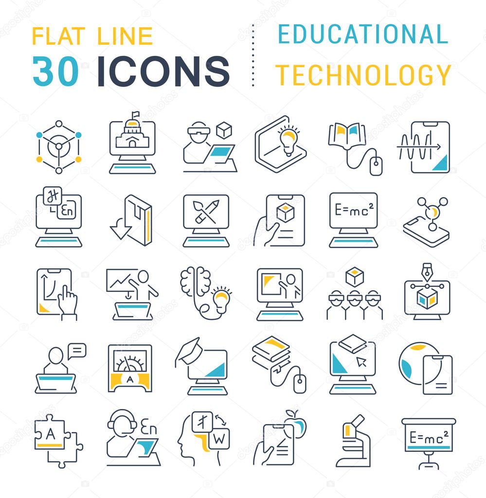 Set of vector line icons of educational technology for modern concepts, web and apps.