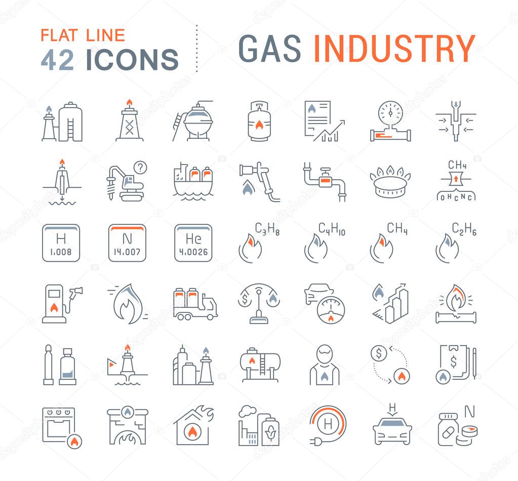 Set of vector line icons of gas industry for modern concepts, web and apps.