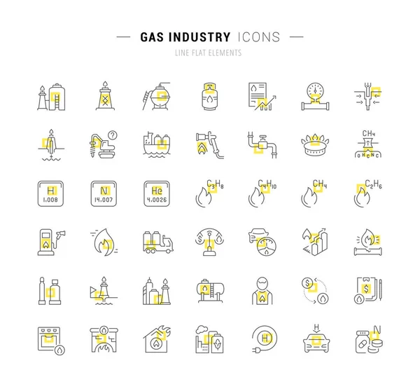 Set Vector Line Icons of Gas Industry — Stock Vector