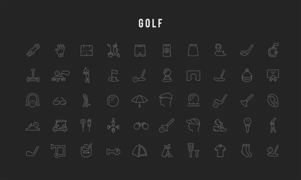 Definir ícones de linha vetorial de golfe —  Vetores de Stock