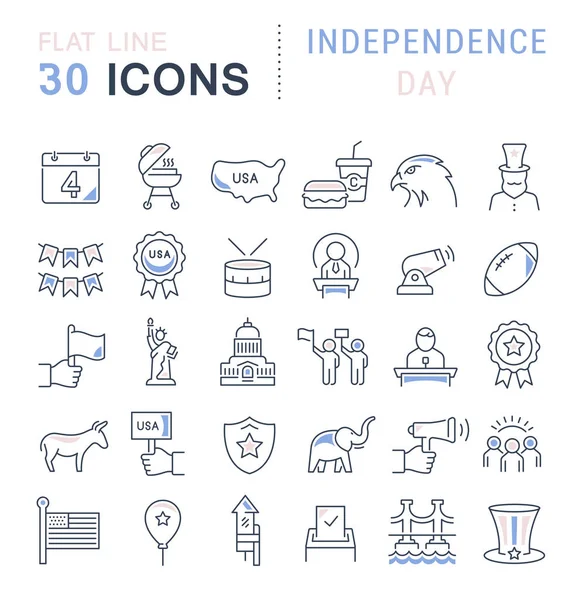 Set Vector Line Iconos del Día de la Independencia — Vector de stock