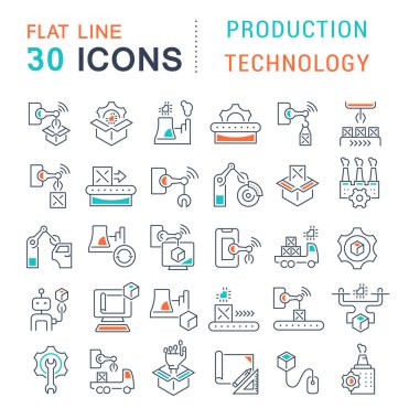 Üretim Teknolojisinin Vektör Çizgisi Simgelerini Ayarla