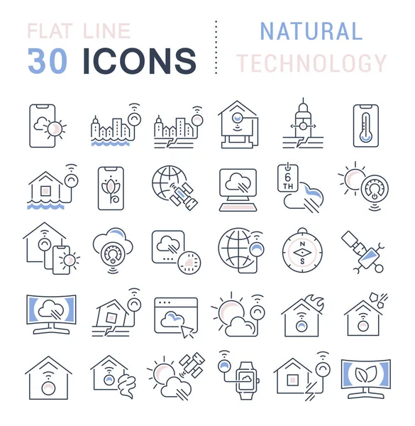 Set Vector Line Icons of Natural Technology — Stock Vector
