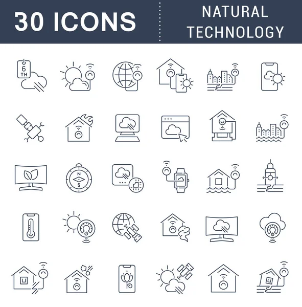 Set Vector Line Icons of Natural Technology — Stock Vector